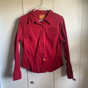 Red Button Down Blouse
